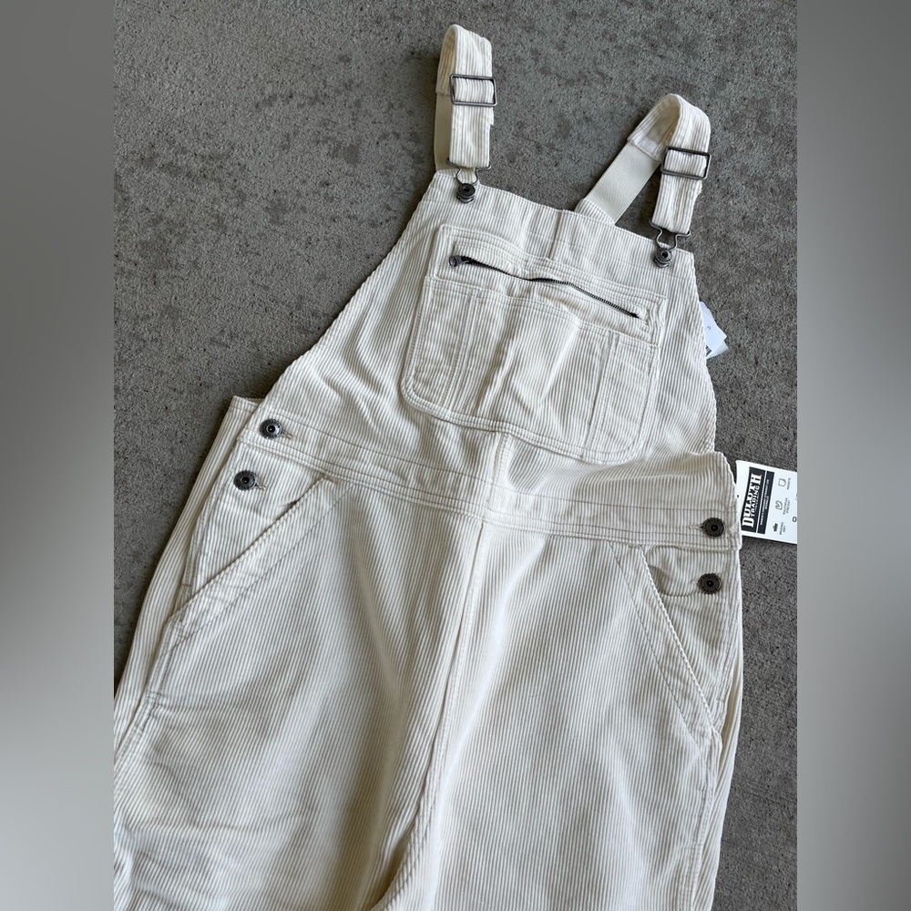 Duluth trading co womens cozy corduroy straight leg bib overalls cream 12 NWT - Picture 5 of 7